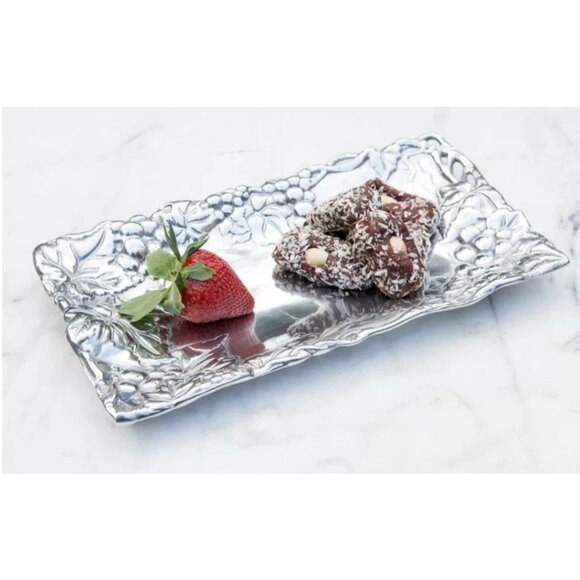 NWOT Vintage Arthur Court Aluminum Tray Grape Pattern Rectangle - Picture 1 of 10